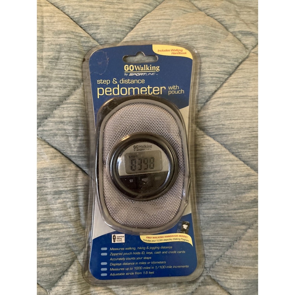 Go Walking Calorie Step & Distance Pedometer Blue Sportline New Sealed W/ Pouch